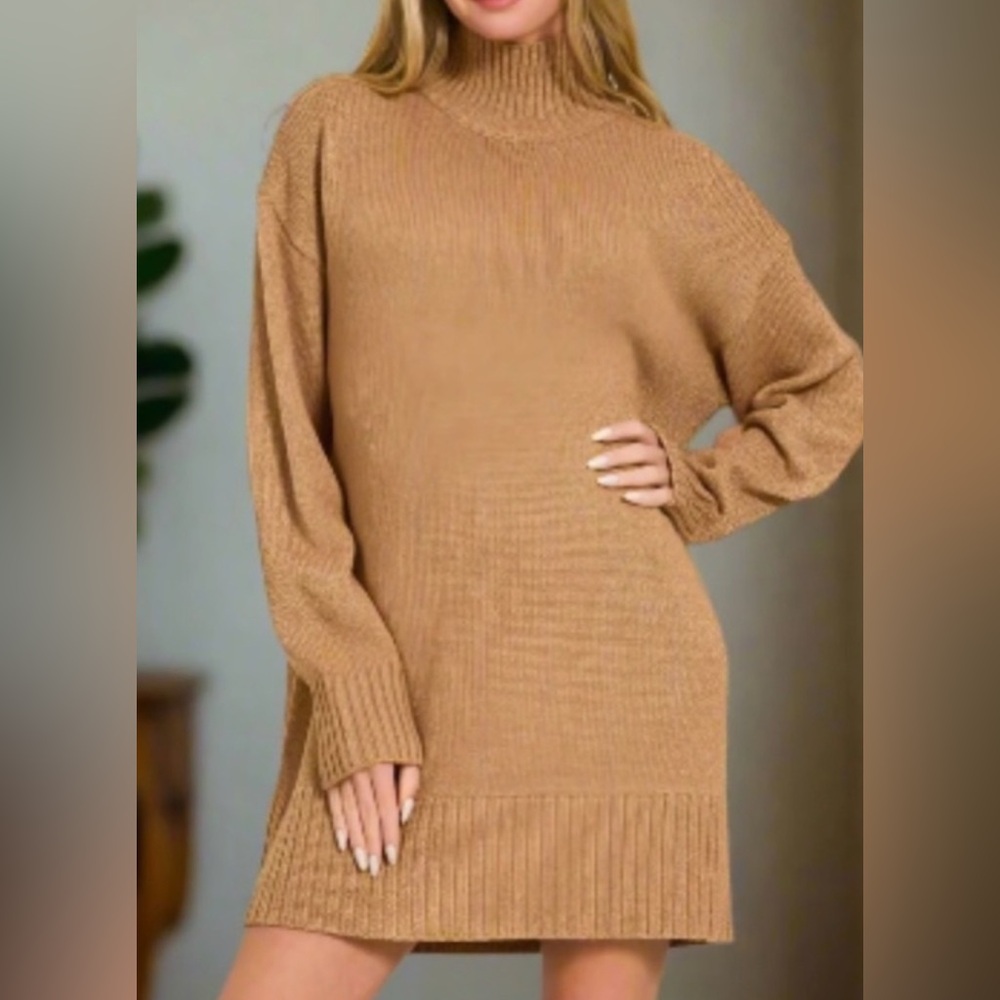 Zenana “deep camel” Knit Sweater dress 🆕